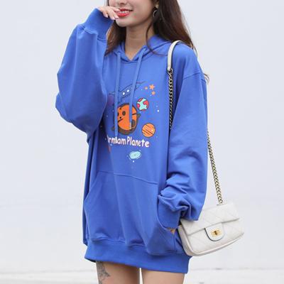 China Custom Anti-wrinkle Pullover Cotton Letter and Graphic Print Plus Size Kangaroo Pocket Drawstring Women's Hoodie for sale