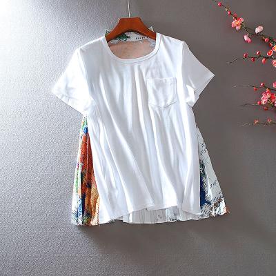 China Wholesale Custom Back Anti-pilling Solid Color Printed Short Sleeve Crewneck T-shirt Blouse Baby Slim Loose Top for sale