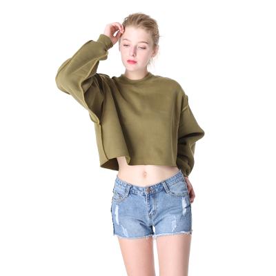 China wholesale Anti-wrinkle custom plus size fleece women warm crop top sweatshirt for sale