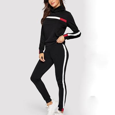 China Anti-Wrinkle Pullover Contrast Side Seam Sweatshirt Set Women Sweatsuits And Sweatpants Custom Suit for sale