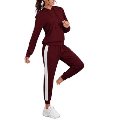 China Custom Blank Shoulder Anti-wrinkle Drop Seam Pullover Hoodie Women Sweatsuit Set Side and Sweatpants Side Suit for sale