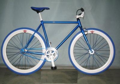 China 700C Blue Fixed Gear Bikes Single Speed Fixies With Anodized Polished for sale