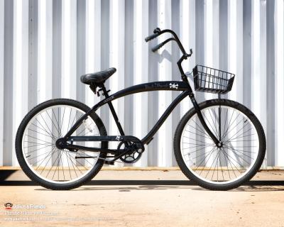 China Beautiful Black Steel Frame Beach Cruiser Bicycles With Synthetic Leather Saddle for sale