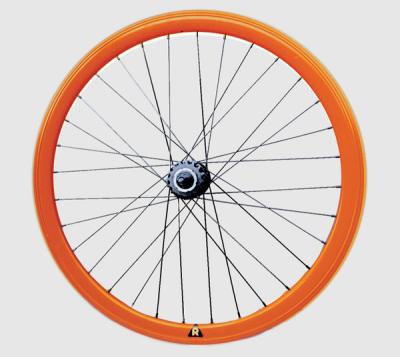 China 700c Orange Custom Bicycle Parts Alloy Flip Flop Fixed Gear Bicycle Wheel Set for sale