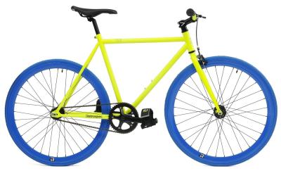 China Male / Female Yellow Steel Frame Fixed Gear Bikes With Riser Handle Bar for sale