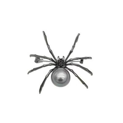 China Popular Exaggerated Creative Black White Spider Brooch Men Women Party Clothing Scarf Accessories Pin Brooches Gift for sale