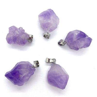 China Other Healing Natural Rough Gemstone Energy Stone Uruguay Amethyst Necklace Pendant Amethyst Jewelry Pendants for sale