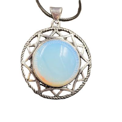 China CLASSIC Natural Stone Rose Agates Pendant Vintage Hollow Alloy Abalone Shell Charms for Jewelry Making DIY Necklace for sale