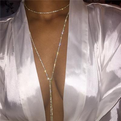 China Fashion European American Fashion Crystal Rhinestone Bling Chokers Necklace Wild For Women Free Fit Party Neck Jewelry for sale