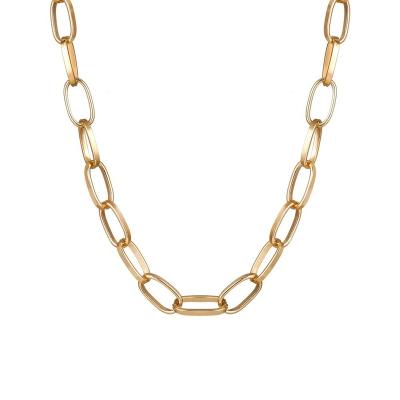 China Fashion 2023 Fashion Big Retro Necklace For Women Twist Chunky Thick Lock Choker Chain Gold Color Necklaces Party Jewelry for sale