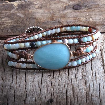 China Boho CLASSIC Handmade Bohemian Bangle Jewelry Bracelets Fashion Mixed Natural Stones Charm Wrap Bracelets Gift for sale