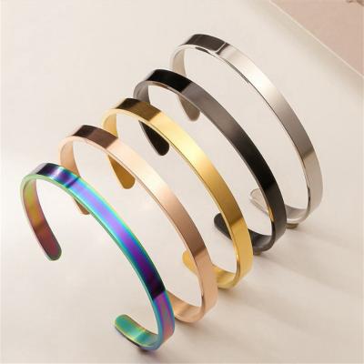 China New Classic CLASSIC Men's Simple Bracelet Open Adjustable Shiny Stainless Steel Bracelet for sale