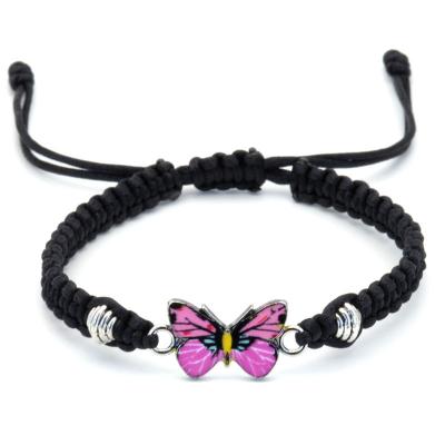 China Couple Gray Butterfly Fashion Bracelet Classic Style Black White Braided Rope Chain Handmade Bracelets For Women Men Adjustable Jewelry for sale