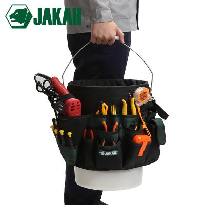 China 1680D Carpenter Heavy Duty Gardening Plumber Tool Organizer Electrician Bucket Tool Bag JK-030 for sale