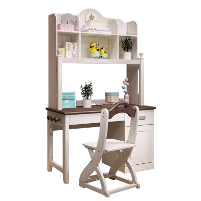 China All Solid Wood Bedroom Furniture 2021 High Quality Modern Drawer Desk With Book Shelves Kids Study Table for sale