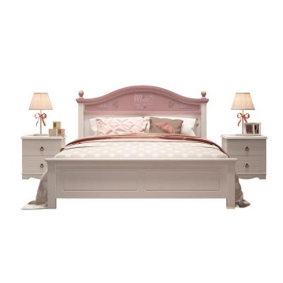 China All Solid Wood Modern Multifunctional Bedroom Furniture Sets Kids Storage Solid Wood Bedside Pink Children's Bed for sale