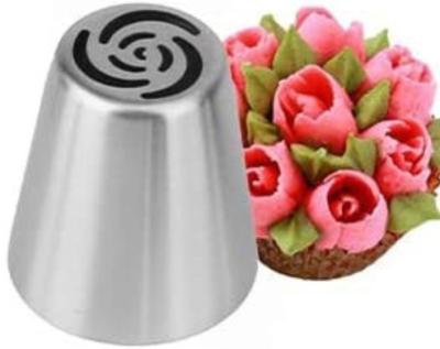 China Low MOQ Sustainable Food Grade 304 Stainless Steel Rose Shape Piping Russian Icing Nozzles For Cake Decorating for sale