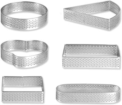 China Cake Amazon Hit Making Stainless Steel Mousse Cake Ring French Tart Mold With Holes For Baking Tools for sale