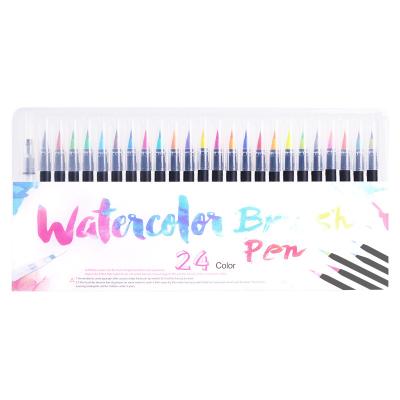 China Water-based Short  Black Permanent  Watercolor Brush Tip Marker Pen for sale