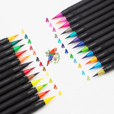 China Water-based Long Tip  Water  Permanent Watercolor  Brush Tip Marker Pen for sale