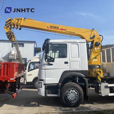 China Flatbed TRUCK CRANE HOWO 10Wheels 6*4 cargo box dropside cargo brick crane truck mounted with 10ton crane for sale