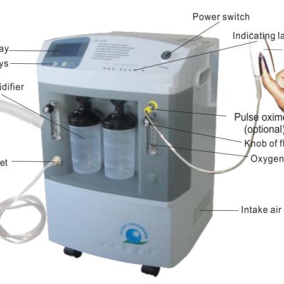 China Factory New Style Medical Home Use Portable 5L Oxygen Concentrator Oxygen Hydrogen Generator 365*375*600mm for sale