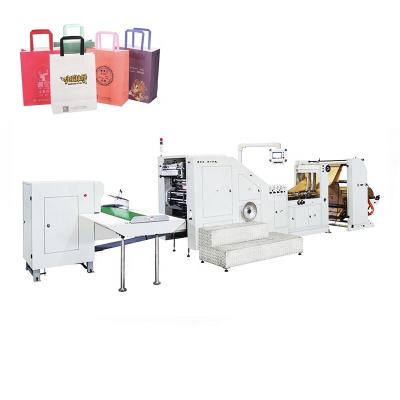 China Full automatic paper bag makng machine square bottom paper bag making machine with twisted rope handle and flat handle for sale