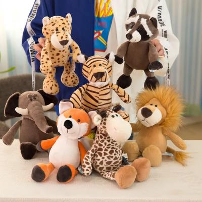 China Custom Tiger Forest Animal Toys Soft Stuffed Jungle Fox Raccoon Giraffe Elephant Plush Toy Factory Wholesale Eco-friendly Material for sale