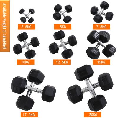 China Universal Plastic Dumbbell Fixed Household Fitness Iron-Coated 2.5-35kg Electroplating Hexagon Dumbbells for sale