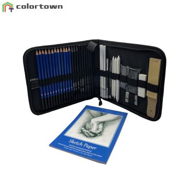 China Professional Sketching Art Set 41 Pieces Sketching Pencil And Artist Nylon Drawing Set 50000set/month Kit for sale