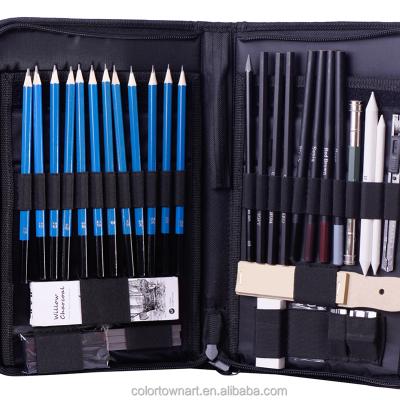 China 40pcs sketch drawing set with custom charcoal pencils woodless pastel pencils china manufacturer CT-SPS40 for sale