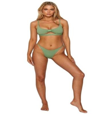 China Plus Size 2021 New Women Sexy Brazilian String Tied Micro Bikini Triangle Tiered Strappy 2 Piece Bikini Set for sale