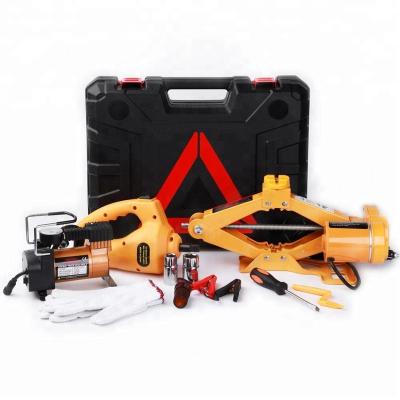 China Hot Sale 3in1 DC12V 3T Steel Mini Electric Scissors Car Chinese Supplier CE Chinese ISO Standard Jack and Impact Wrench and Compressor for OEM for sale