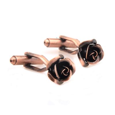 China Novelty Men Cooper 3D Rose Cuff Brass Cufflinks Antique Cool Stylish Tailor Links Classic Fashionable Antique Accessory Tuxedo Suit Shirt for sale