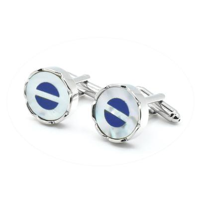 China Fashionable Custom Mosaic Blue White Blue Cufflinks Onyx Mother of Pearl Jewelry Business Shirts French Cufflinks for Men Shell Precious Stone Cufflinks for sale