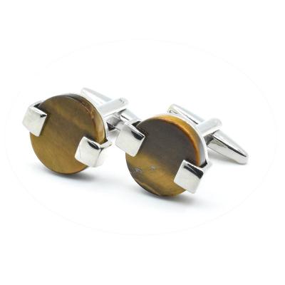 China Tiger Eye Stone Cufflinks Men's Fashion Cufflinks Men's Cufflinks Business Shirt Wedding Gift Luxury High Quality Semi-precious Mens Cufflinks for sale