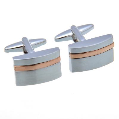 China Wholesale Men's Formal Wholesale Men's Formal Silver Gift Simple Rose Gold Two Tone Plain Metal Business Metal Cufflinks Cuff Links Cufflinks for sale