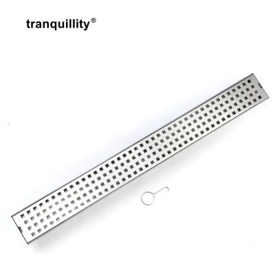 China Square Hole Modern Linear Floor Drain Bathroom Shower Drain Long Drain Channel Stainless Steel Cover for sale