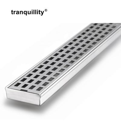 China Modern Rectangle Hole Linear Bathroom Floor Drain Shower Drain Long Channel Stainless Steel for sale