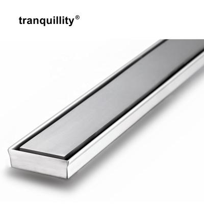 China Modern Shower Drain Long Linear Drain Solid Brushed Stainless Steel for sale