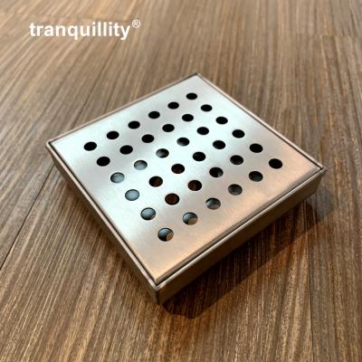 China Modern Bathroom Square Drains Shower Drain Floor Drain Square Drainer Stainless Steel Round Hole for sale