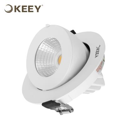 China 2019 Embeded keey special design cob led gimbal light 24w gimbal led ceiling light recessed L610 white for sale