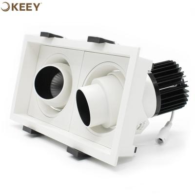 China 2020 modern keey led grill spot light square ceiling led spot light double head new style white led grill downlight GS610-2 for sale