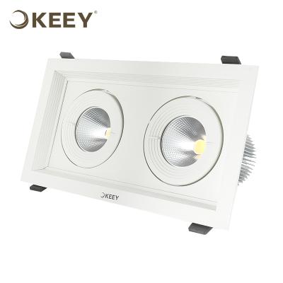 China KEEY 2 X 24W Two Heads Rectangle Best Recessed Quality Led Grill Light Fixture For Clothing Store / Jewelry Store QY-GS606W-2 for sale