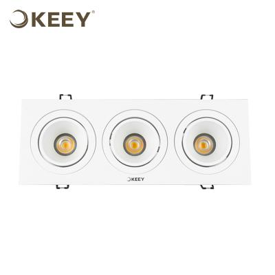 China 2019 hot sale keey rectangle cob recessed 30w led panel light led grill lamp GS601-3 white three spot grill lamp for sale