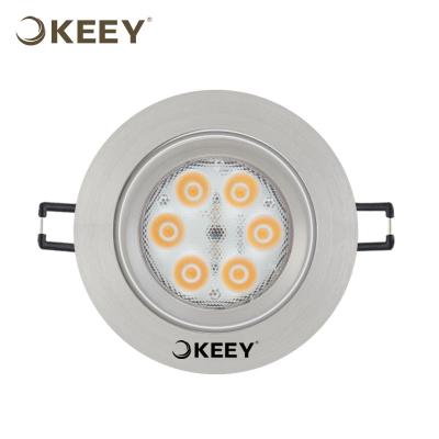 China KEEY Recessed Led Retrofit LED Light Ceiling Lamp Cutout 6W 7.5cm 2700K Brushed Silver HID Lighting QYE1-TH312W for sale