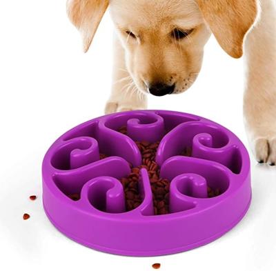 China Stocked Slow Feeder Purple Slow Dog Bowl Eat Feeder For Fun Interactive Slow Feed Bloat Retriever Bowls for sale