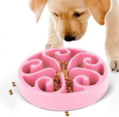 China Stocked Pink Slow Feeder Slow Dog Bowl Eat Feeder For Fun Interactive Slow Feed Bloat Retriever Bowls for sale