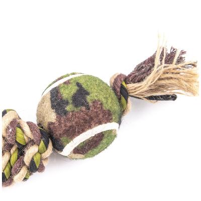 China Viable Popular Hot Sale 8.26 Inch Camouflage Chew Toy Tennis Ball Rope Toys Interactive Dog for sale