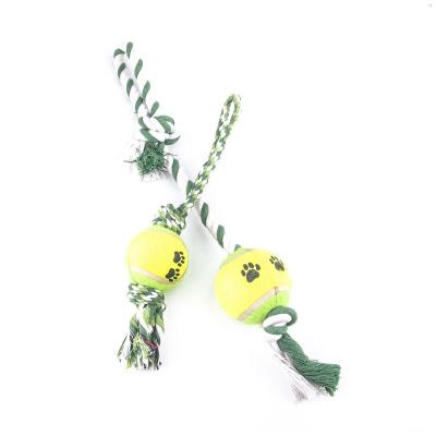 China Wholesale High Quality Viable Green 19.6inch Pet Toys Rubber Tennis Ball Rope Dog Chew Toy for sale